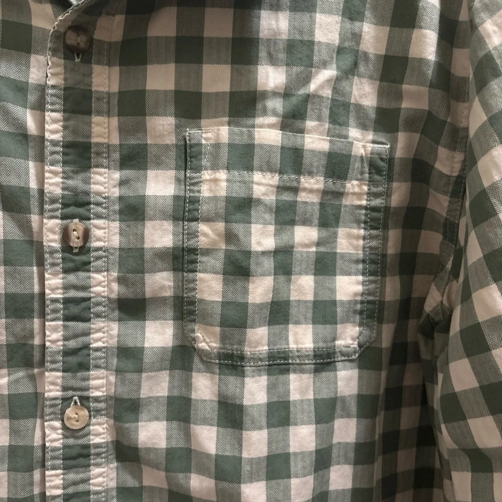 The North Face Men's Long Sleeve Button Down  Plaid Green & Cream Size XL